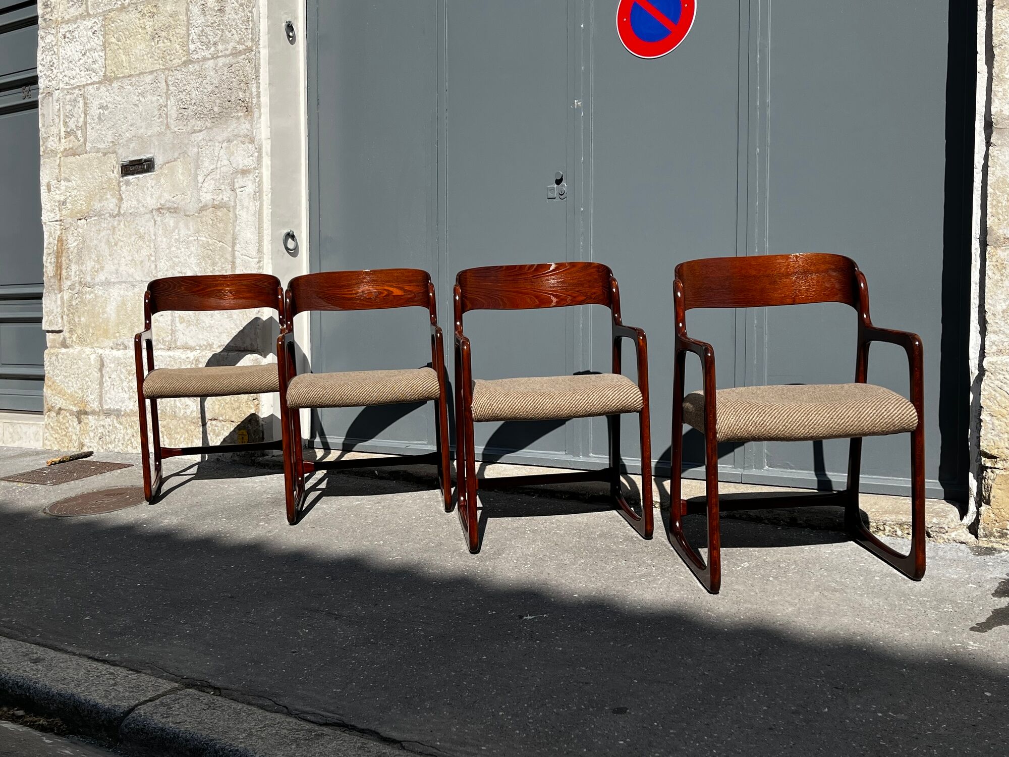 4 fauteuils vintage "Traîneau" de Baumann - années 1960