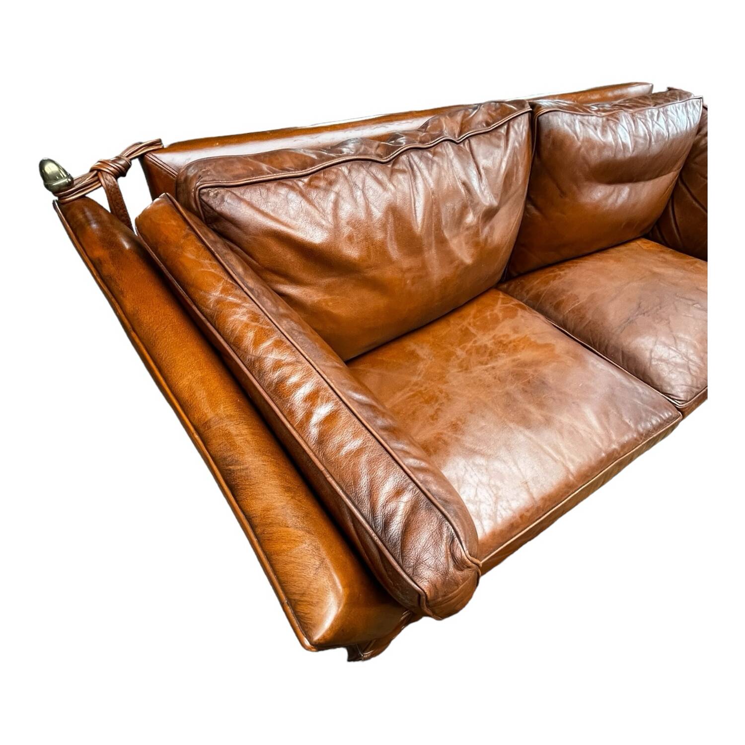 Canapé confortable en cuir véritable avec pieds de support