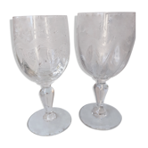 2 Glasses on foot old frieze garland and flowers decoration emma