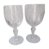 2 Glasses on foot old frieze garland and flowers decoration emma
