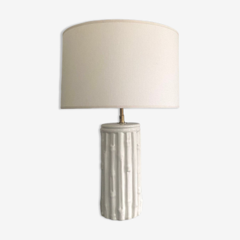 Earthenware lamp, fabric lampshade, braided fabric cable 2m