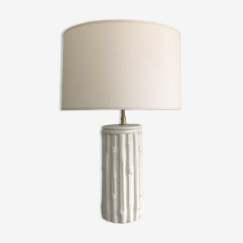 Lampe faïence, abat-jour tissu, câble tissu tressé 2m