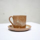 Série de 8 tasses et sous tasses vintage en grès