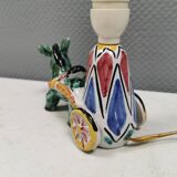 Unique "donkey" table lamp in ceramic with a harlequin pattern, Italy 1970s