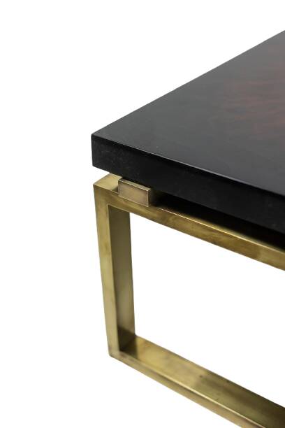Maison Charles. Bronze coffee table with lacquered top. 1970s.