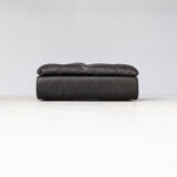 80s black leather pouf, sofa, ottoman set/2