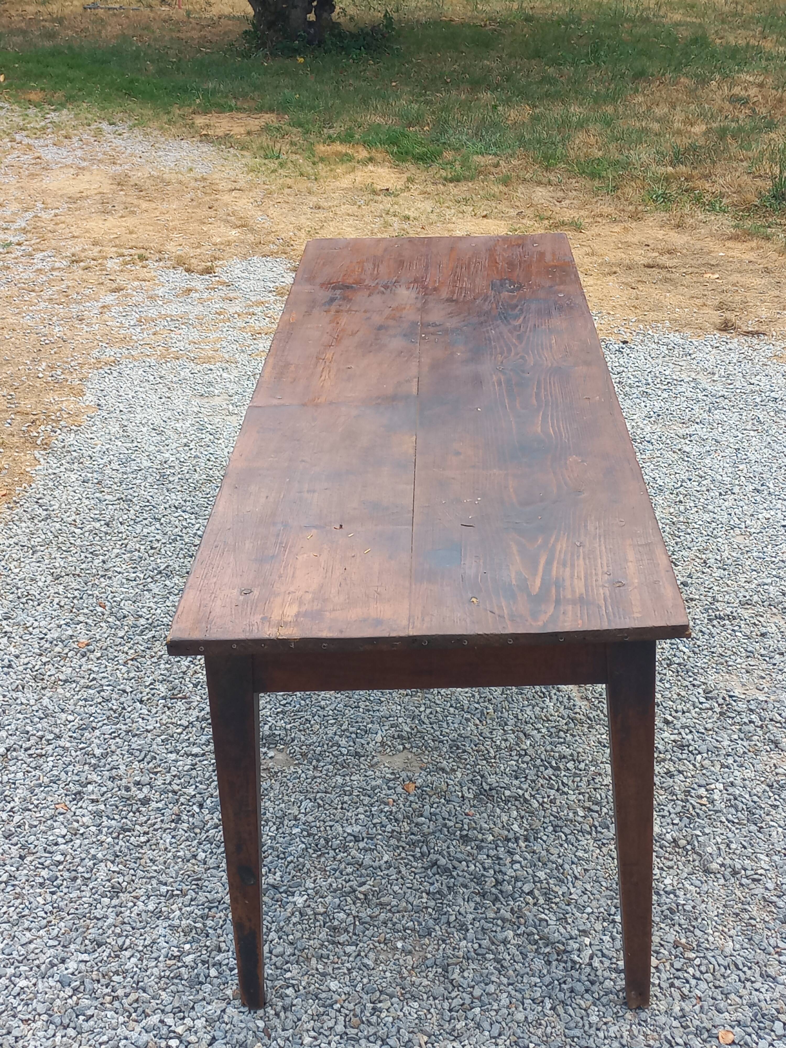 19th century farmhouse table with spindle legs, 225cm