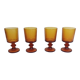 Set of 4 amber glass stemmed glasses