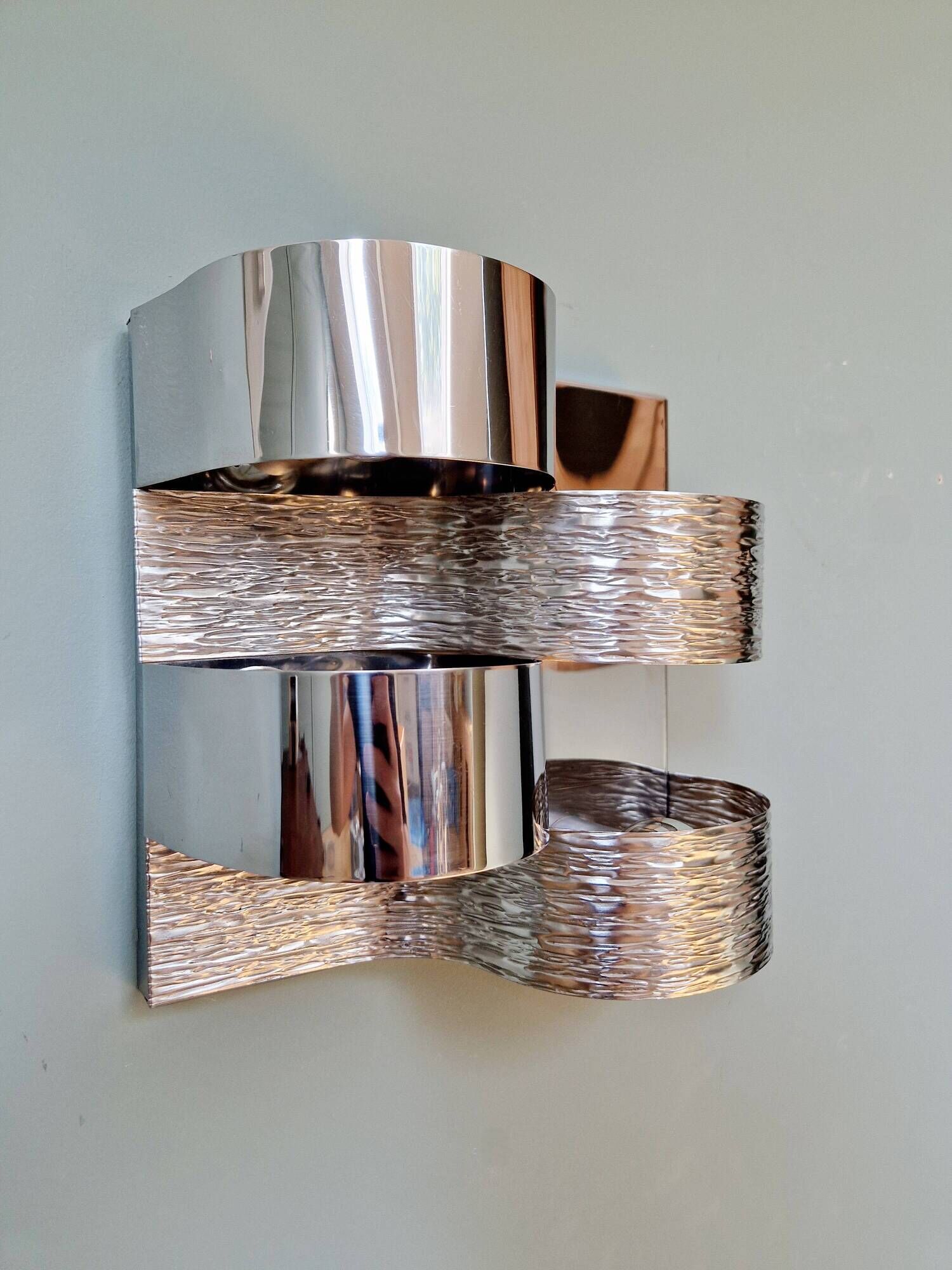 Chromed metal wall light, Goffredo Reggiani 1960s-70s
