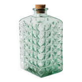 Georgia Green Glass Decanter with Cork Stopper / Spain / 1990s