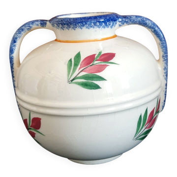 Bowl vase with 2 handles Henriot Quimper - Breton couple decoration