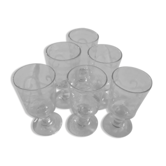 6 wine glasses "Souvenir de la Fête" early XXth