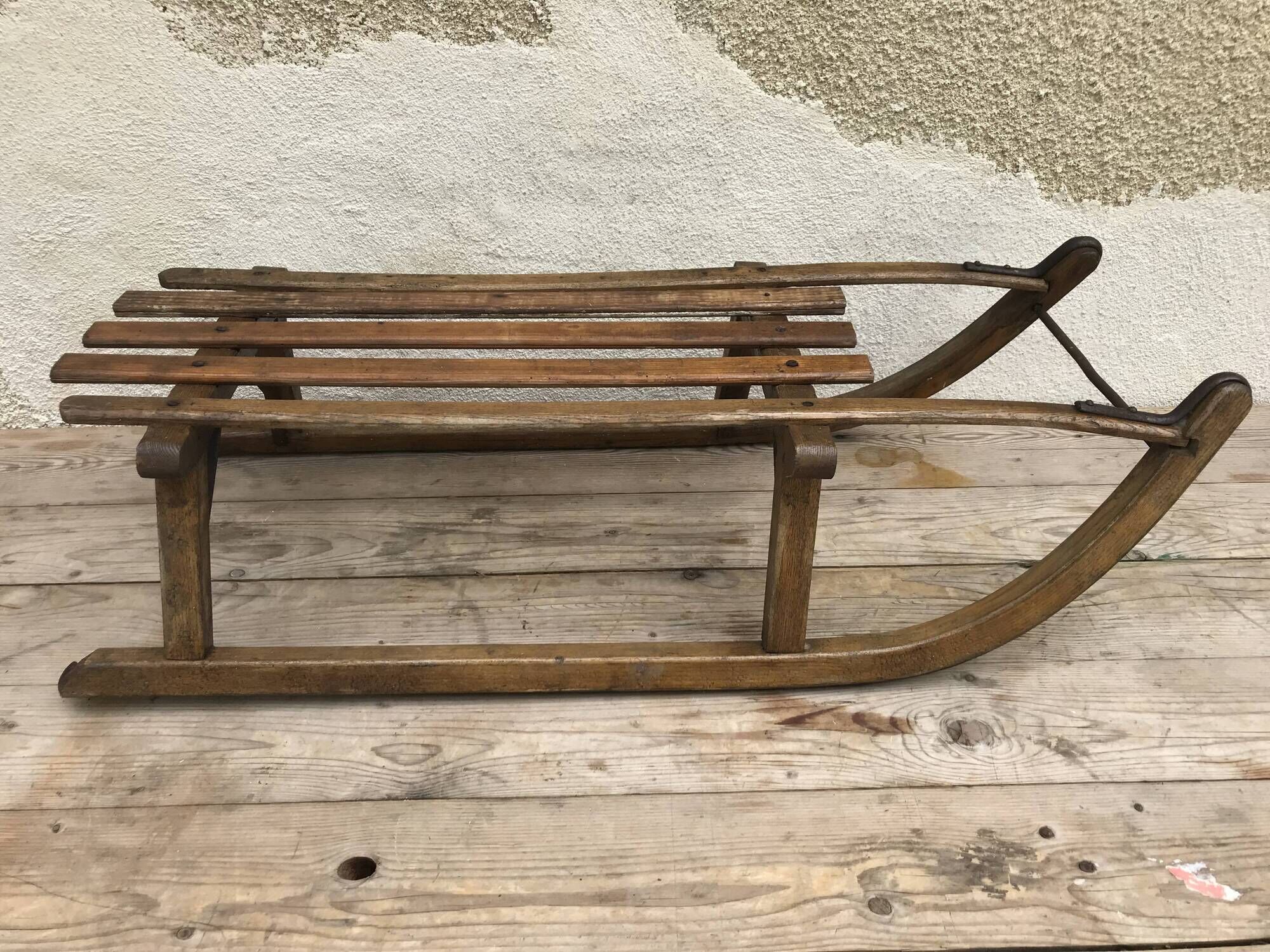 Old 50s painted wooden sled