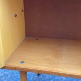 Vintage Scandinavian glass secretary with 3 doors and compass legs 145cm