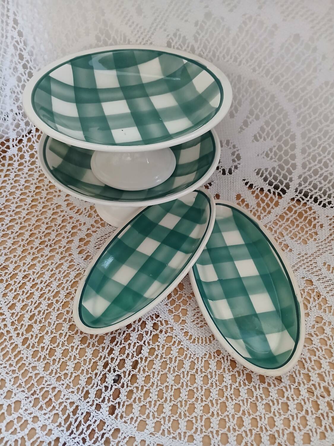 Set of antique Scottish tile dishes