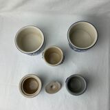 Series of 5 small blue sandstone pots