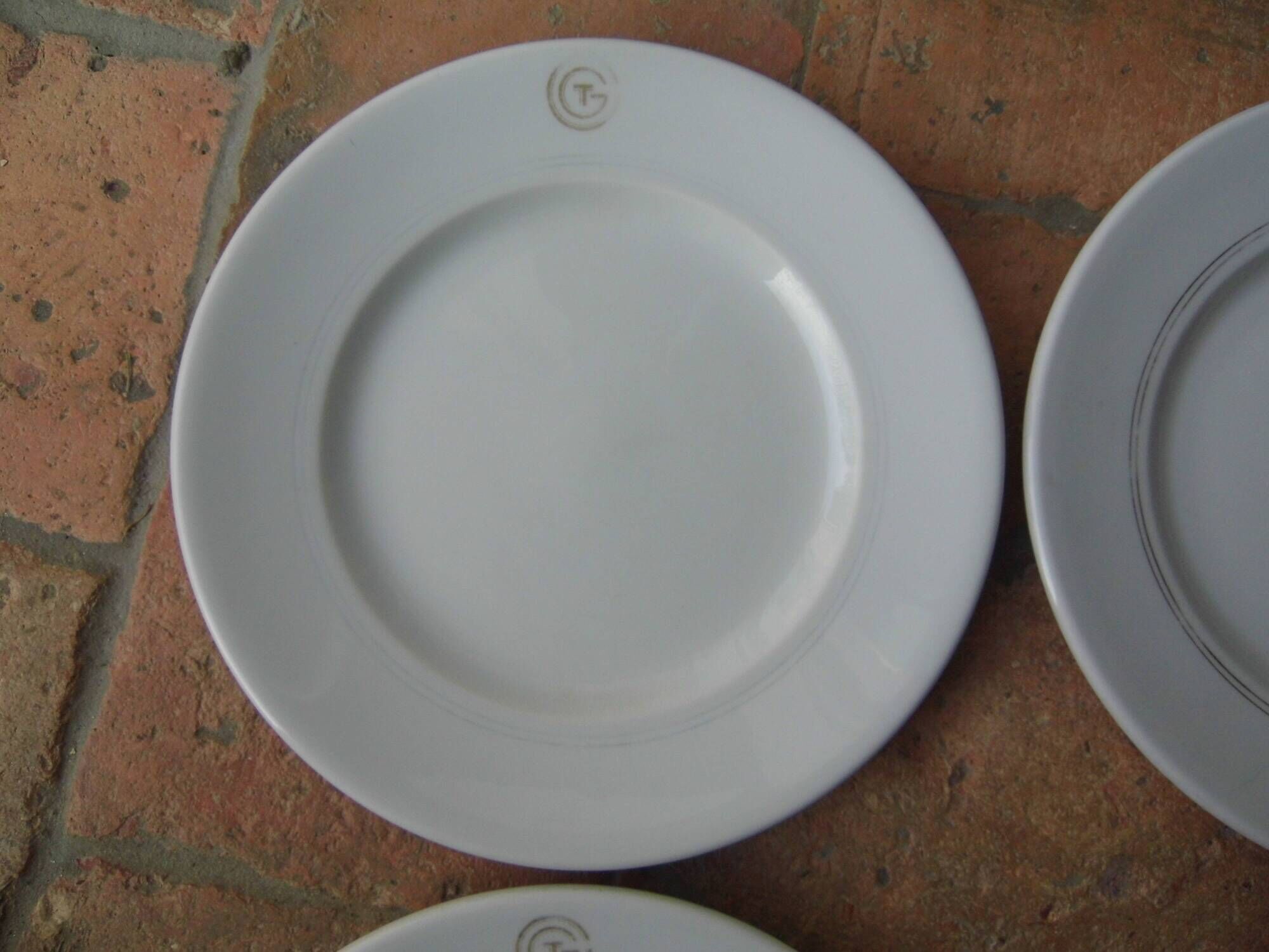 6 limoges porcelain assiettes cgt trans-atlantic general company, art deco