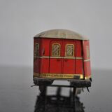 Tin litho brand LR spring-loaded toy locomotive