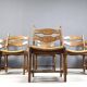 Vintage oak and wicker dining chairs, 1960s
