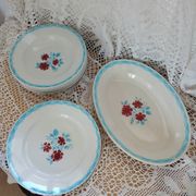 Lot of 12 Moulin des loups plates and dish