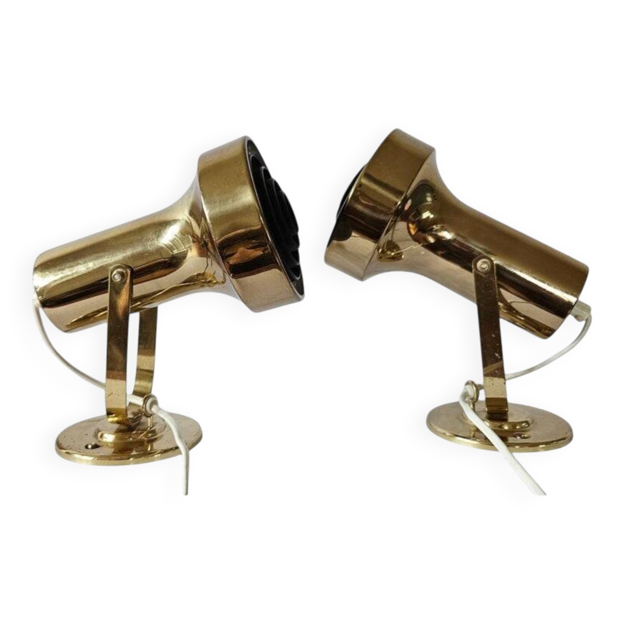 Rare pair of mid-century wall lamps, aneta, sweden, 1970s