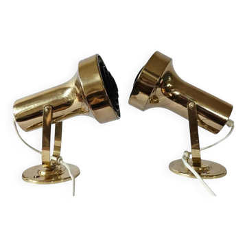 Rare pair of mid-century wall lamps, aneta, sweden, 1970s