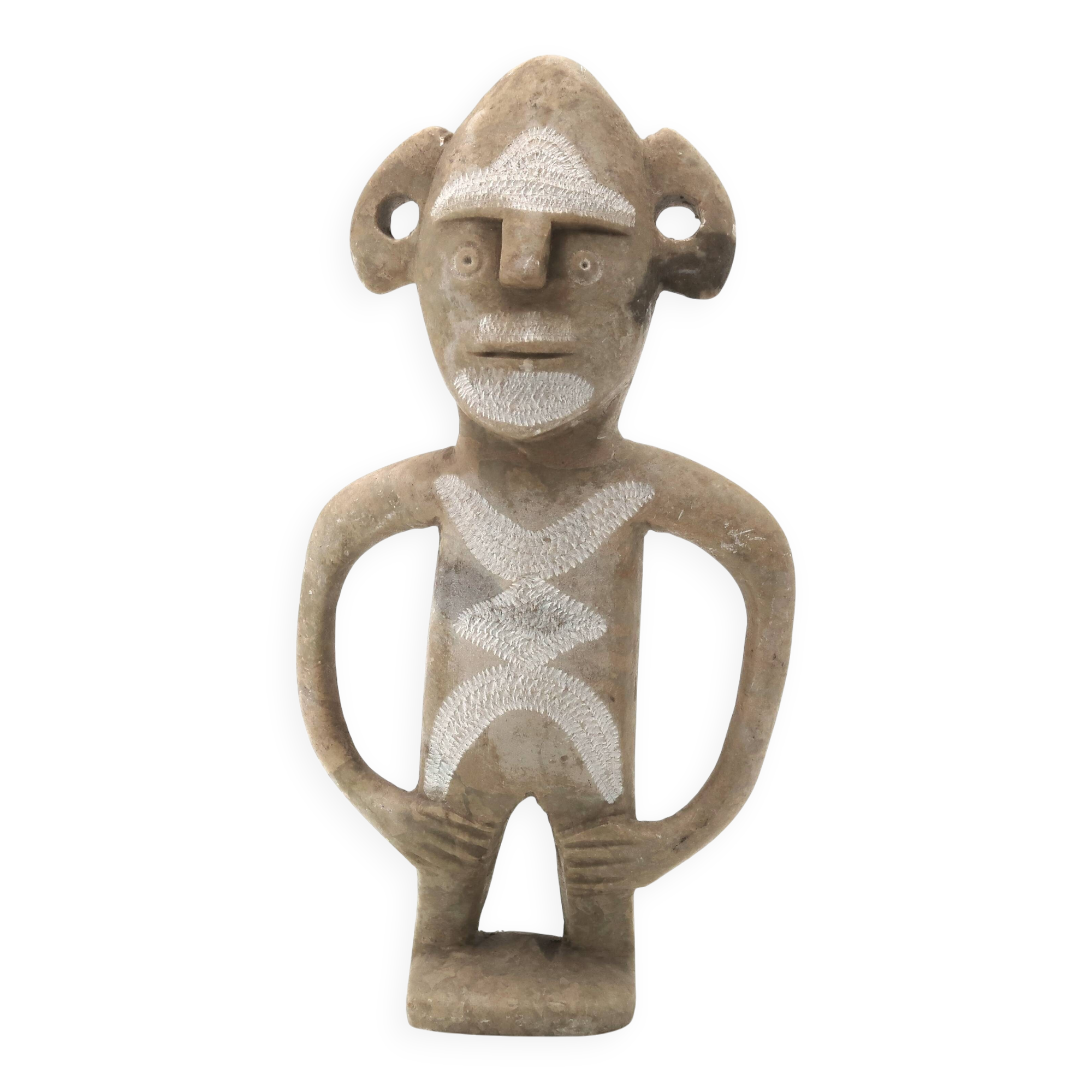 Moroccan sculpture in carved and engraved beige stone, 1970s.