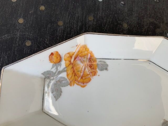 Art deco service dish in porcelain signed Lourioux foecy old