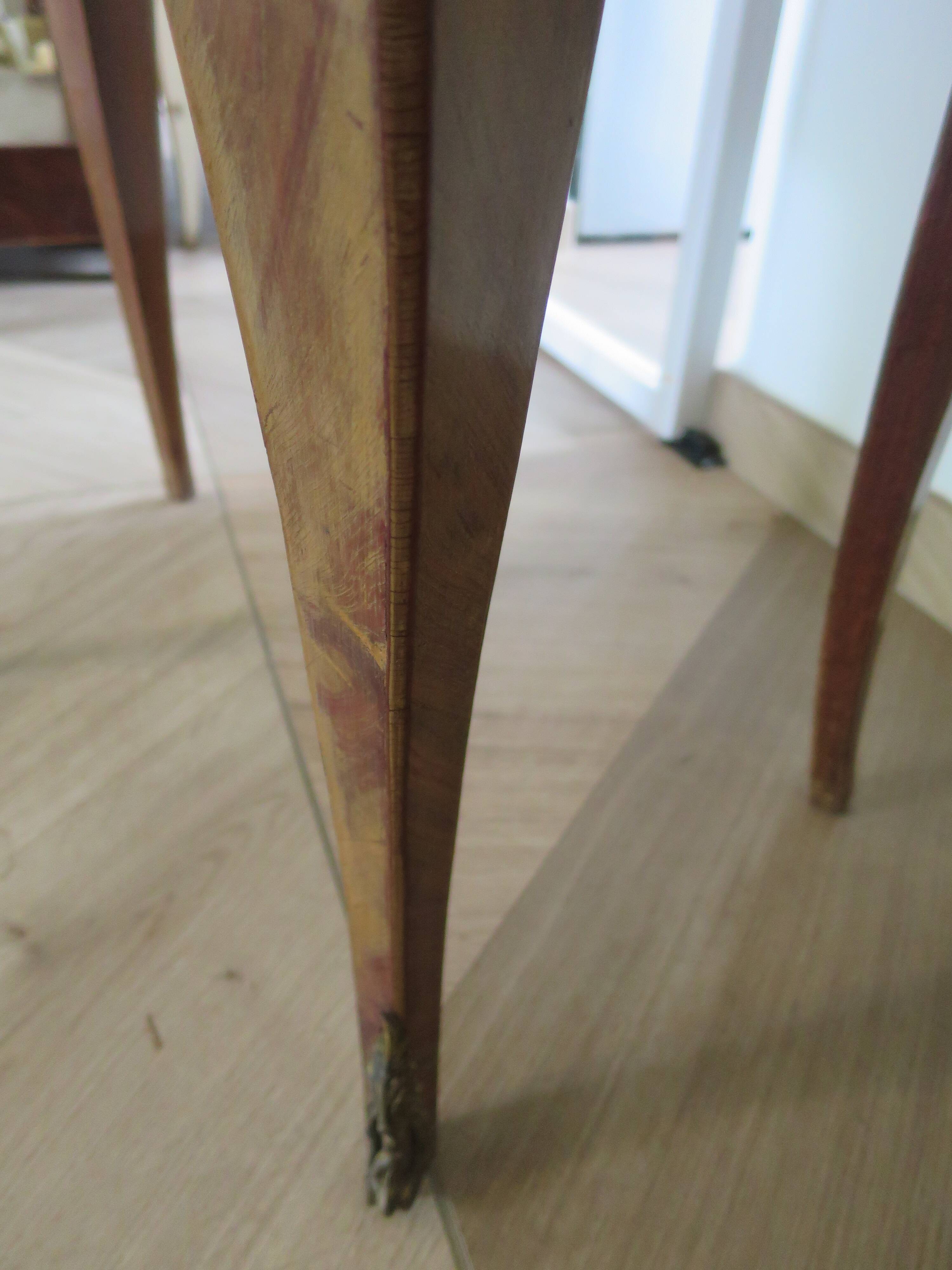 Pair of 2 Louis XV bedside tables - marquetry - 2 drawers - pink marble