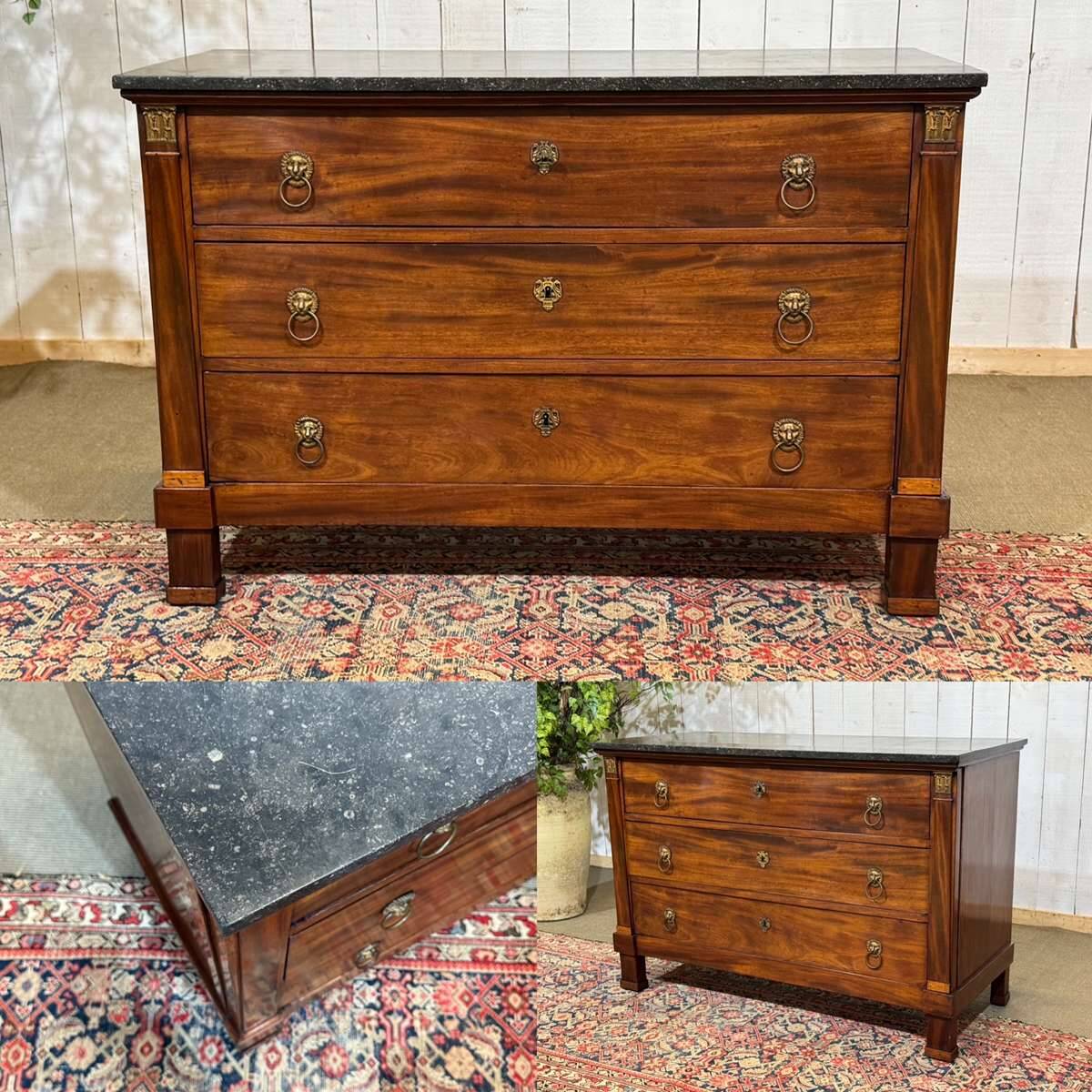 Commode Empire en acajou et dessus marbre XIXème