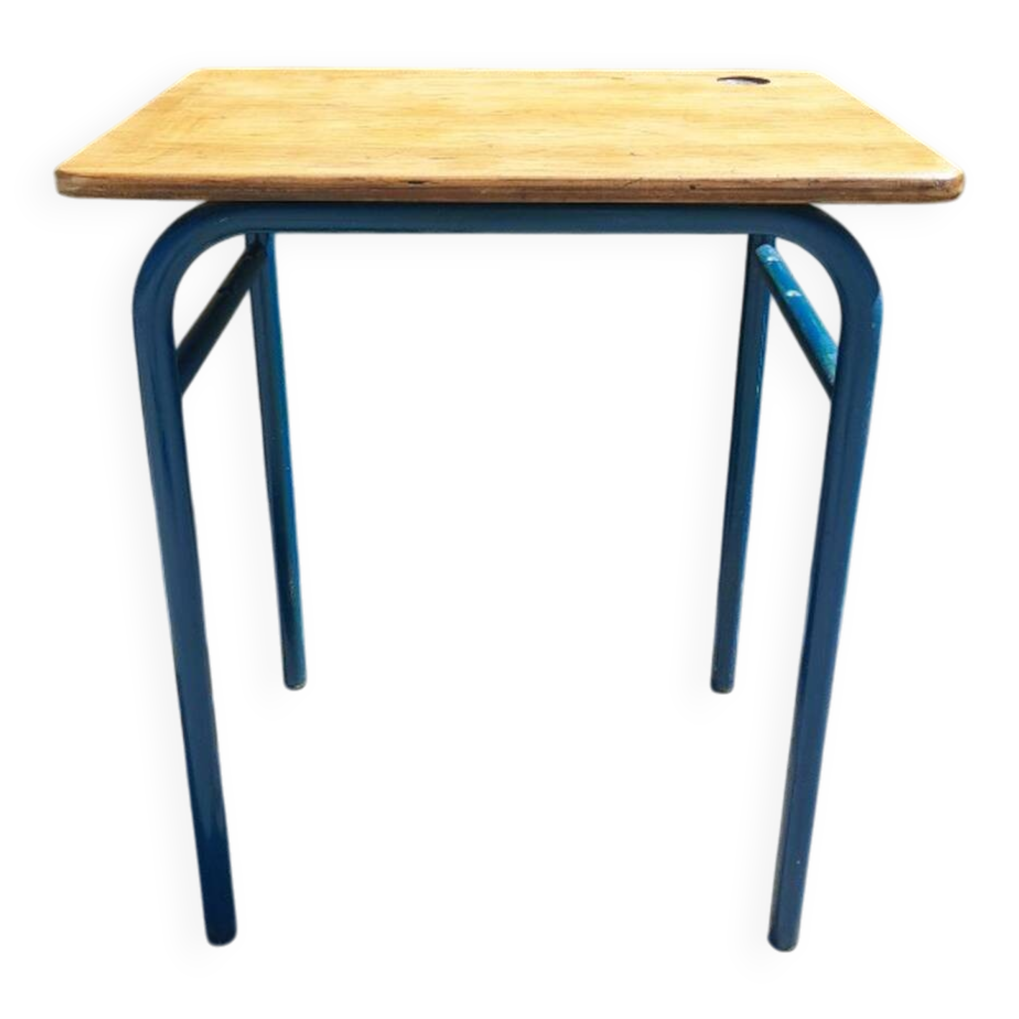 School table, wooden desk, metal, vintage, industrial style, 50s