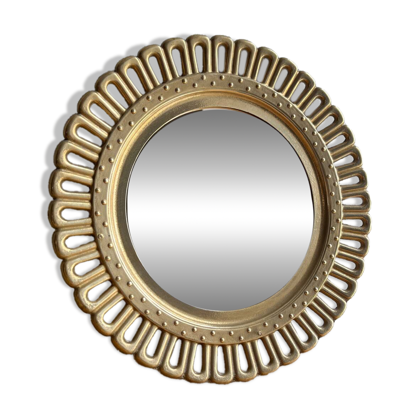 Vintage golden brass sun/flower mirror