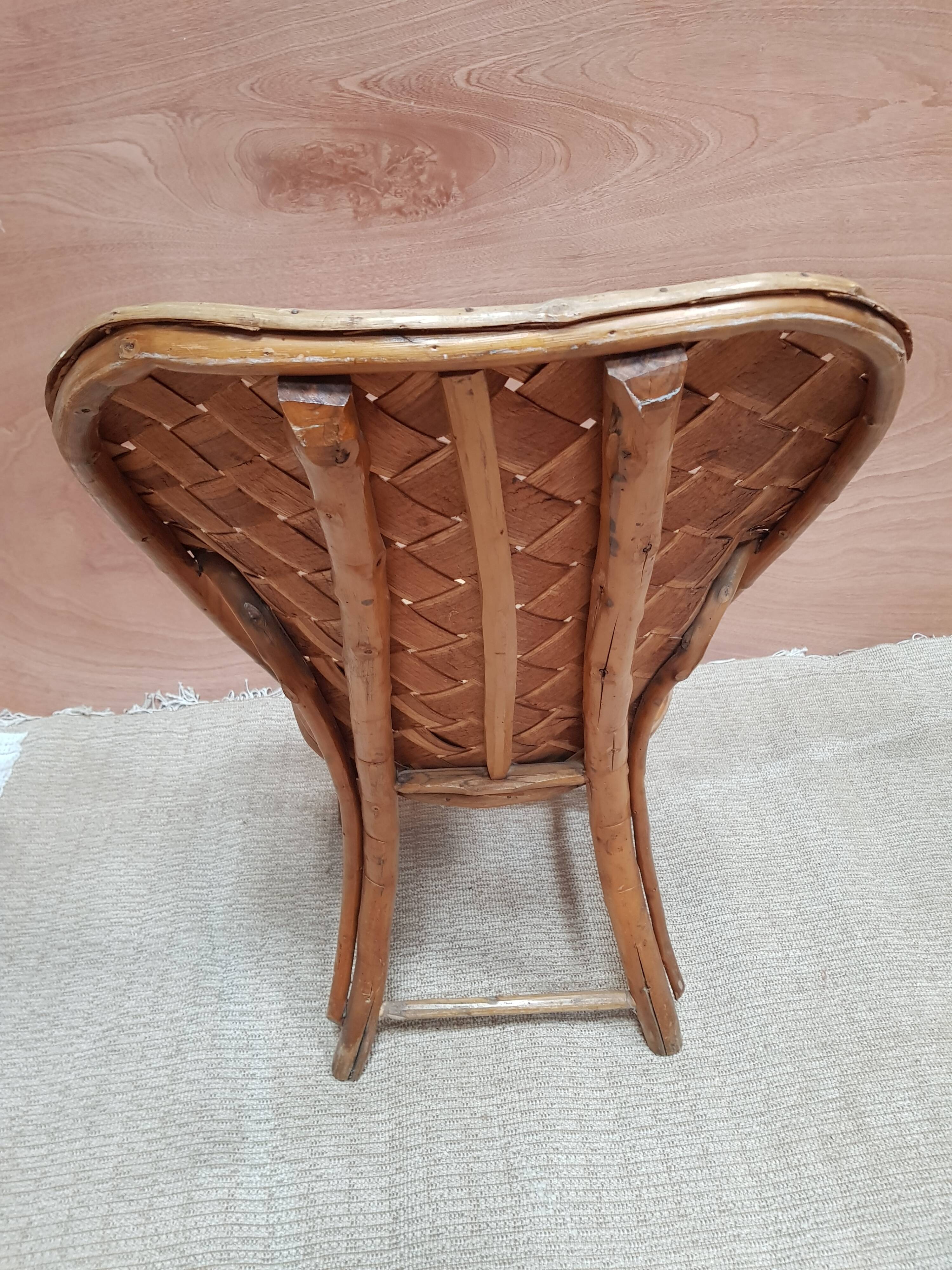 Braided chair in chestnut tree 50s