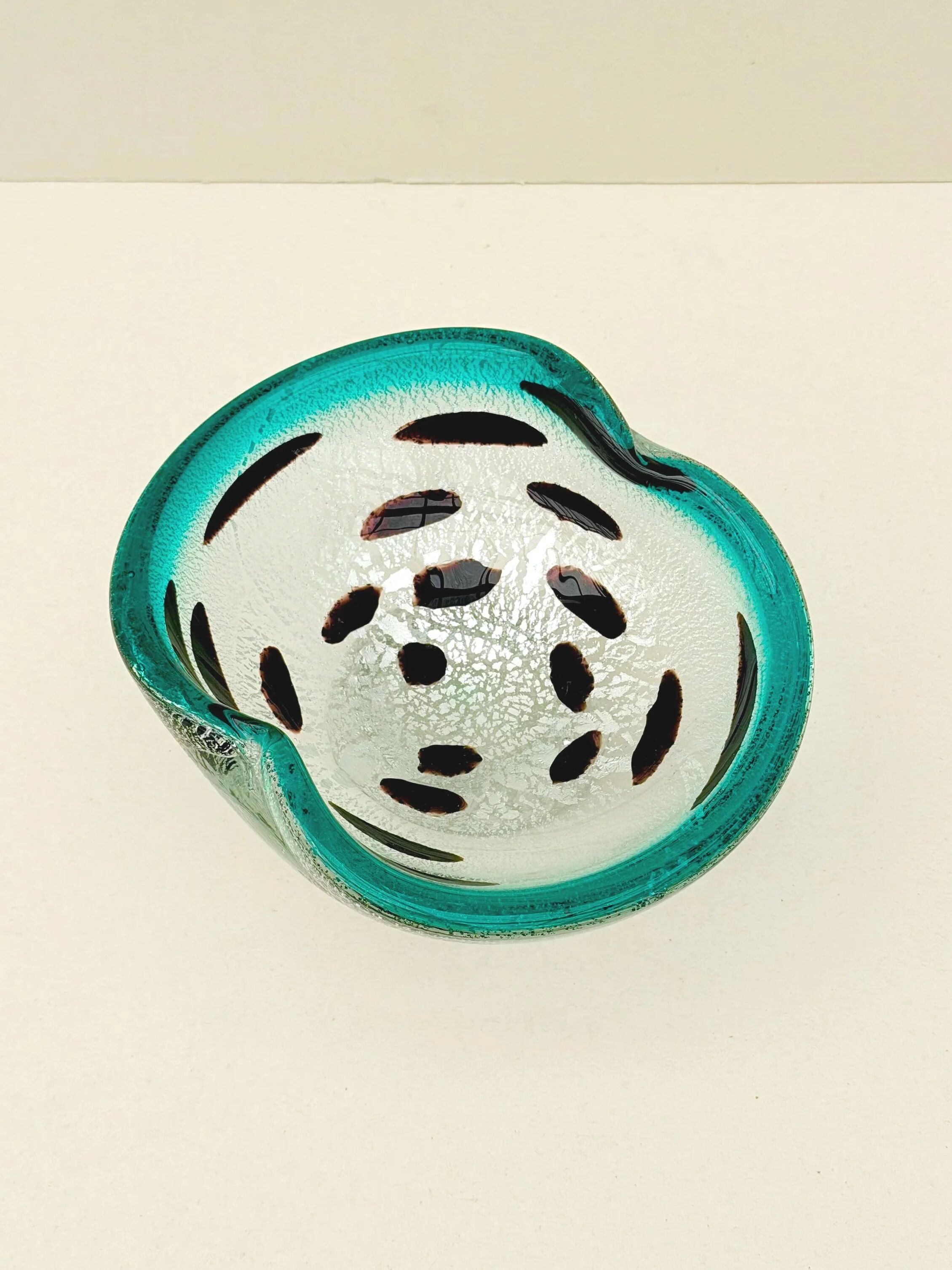Murano glass catchall with silver inlays, Italy 1960.