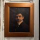 Huile sur toile portrait d'homme portant lunettes et moustache début XXe