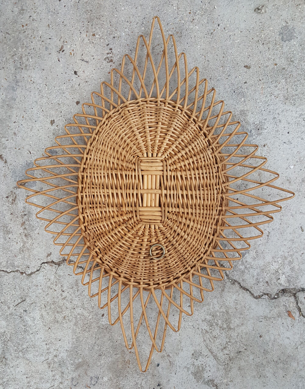 Mirror rattan vintage the "diamond" TBE 60 years 45x59cm