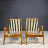 Pair of vintage lounge chairs by Jan Vaněk, removable cushions, 1940s