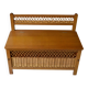 Wood and rattan bank bench from the 60s/70s.