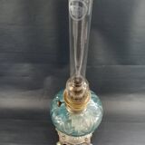 Blue glass oil lamp
