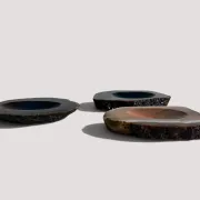 1970s Italian Agate Ashtrays/ Vide-Poche, Set of Three Natural Stone Trays