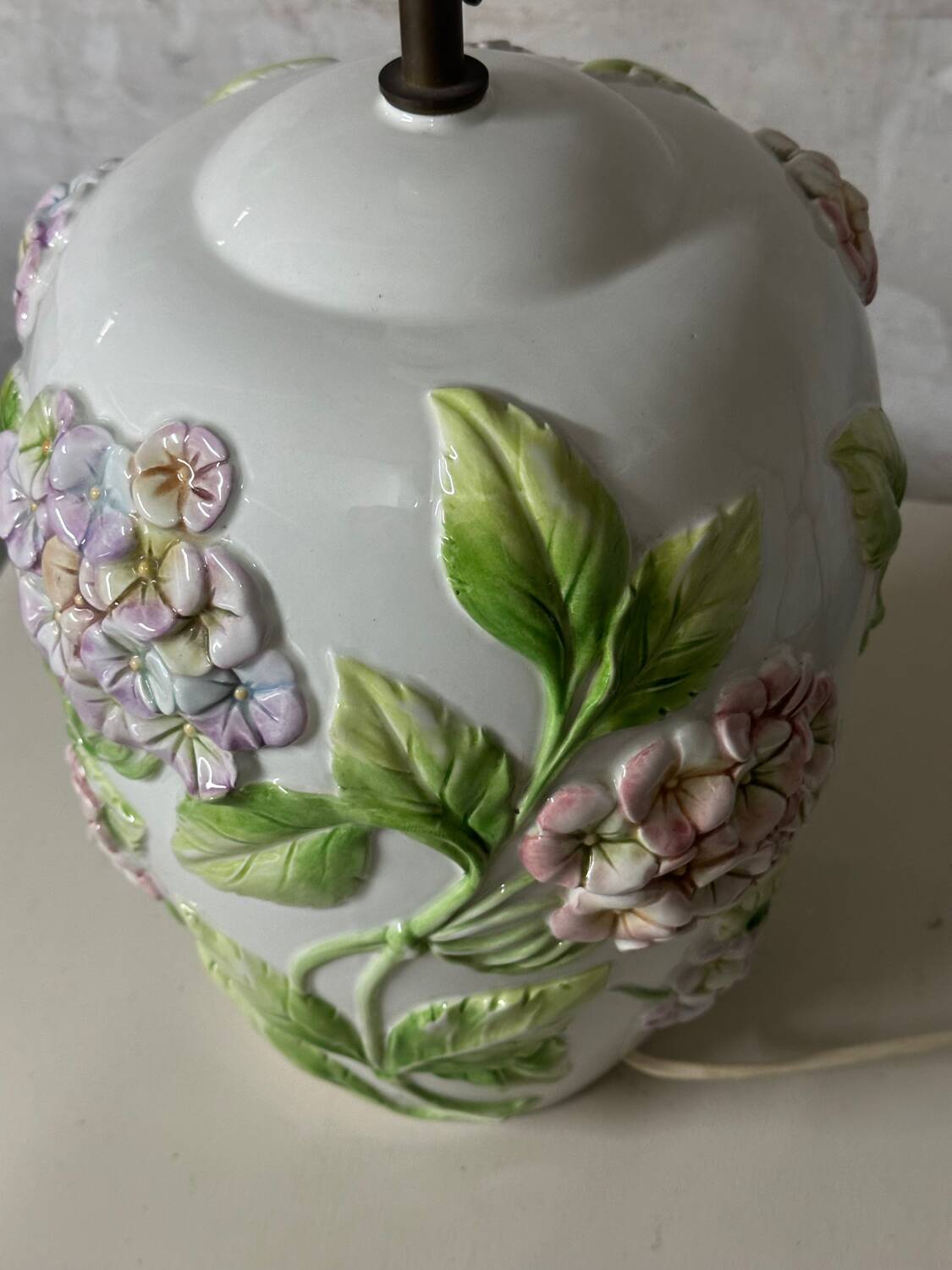 Chaumette Model Hortensias Lamp Base - Barbotine H 40 cm