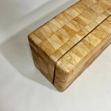 De Sede style storage bench, leather patchwork, 1970s design