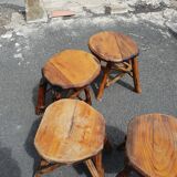 Table and 6 brutalist stools 1970