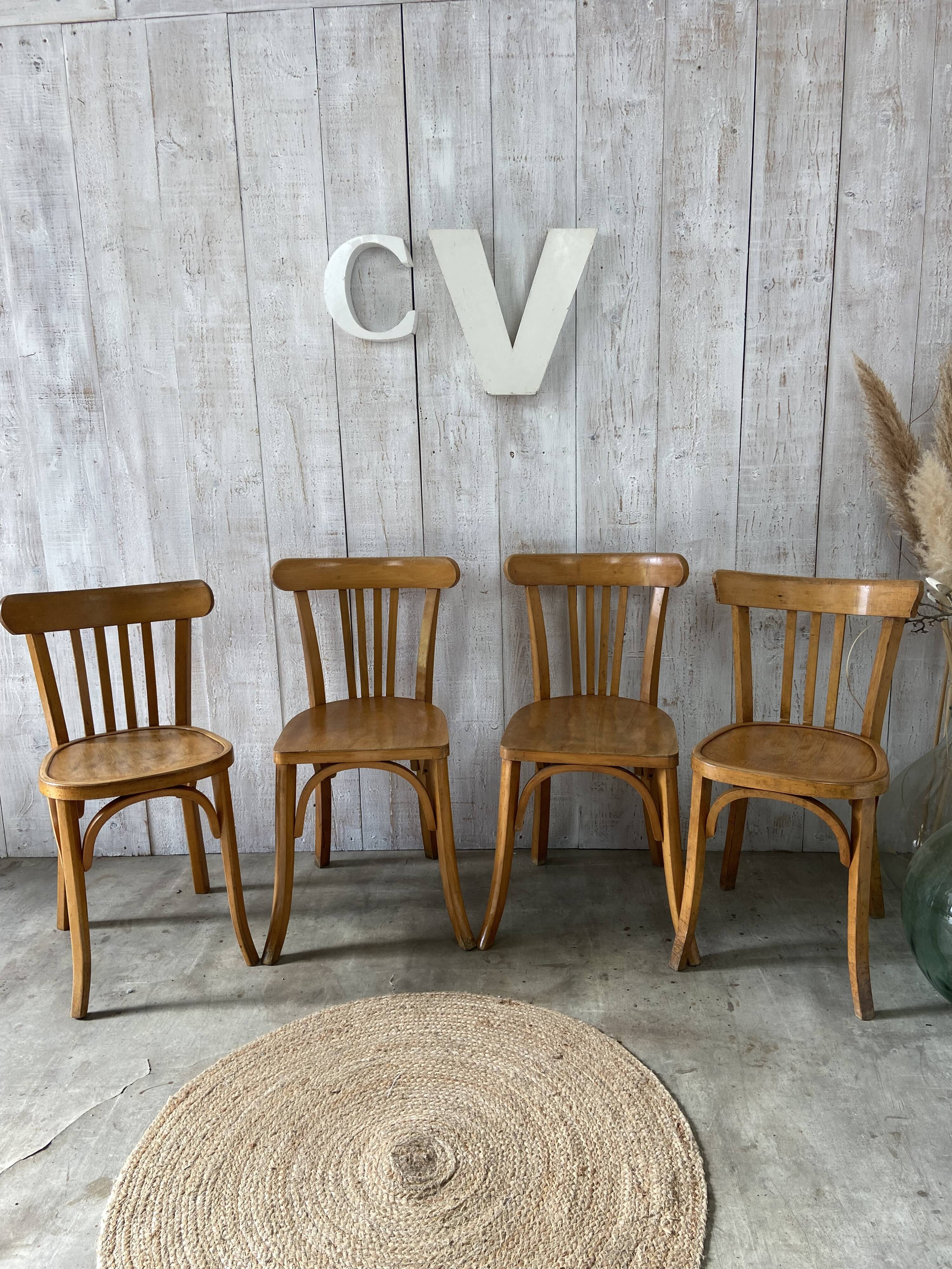 Set of 4 mismatched bistro chairs