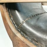 Antique 19th Century Restored British Colonial Plantation Chair Leather Seat