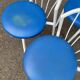 Vintage bistro garden chair in white tubular steel and blue leather from the 1980s.