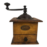 Wood and metal coffee grinder Peugeot Frères circa 1900