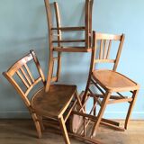 Vintage bistro chairs in natural wood marked luterma