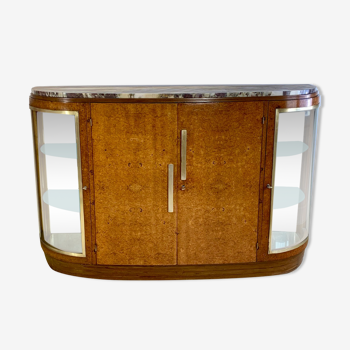 Art Deco period sideboard in precious wood veneer, Loupe d'Amboine