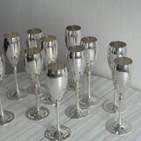 11 silver plated champagne flutes